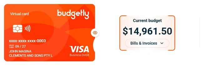 Card detail page showing the Current budget section