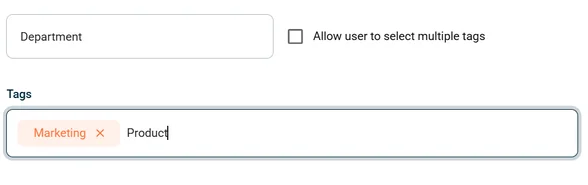 Tags settings page showing a tag group with tags